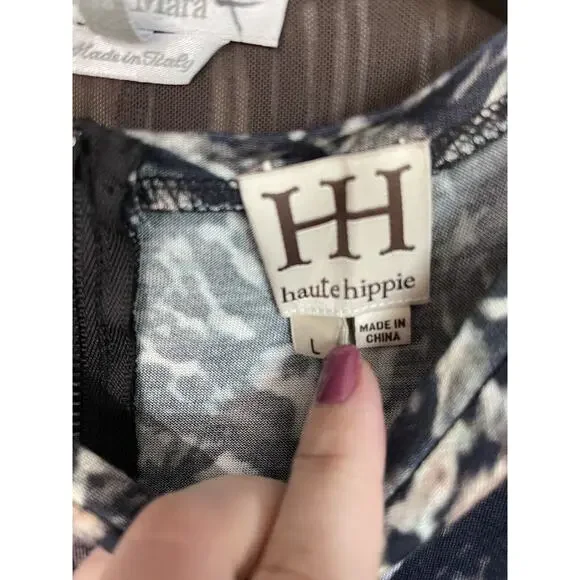 Haute Hippie Women's Black Marbled Sleeveless Sheath Dress Size Large - Picture 7 of 7